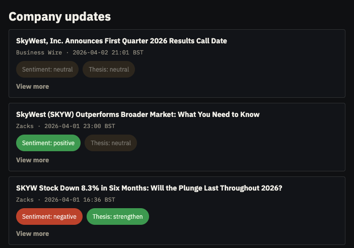Gamma Signal company updates screen